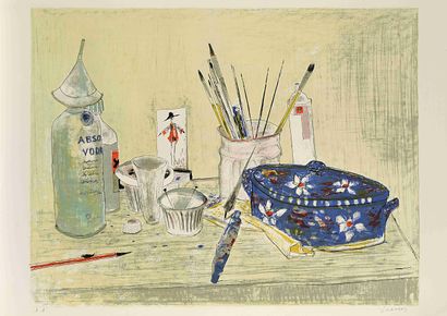 null Jean JANSEM (1920-2013) La soupière bleue, 1990 Lithographie sur papier. Signée...