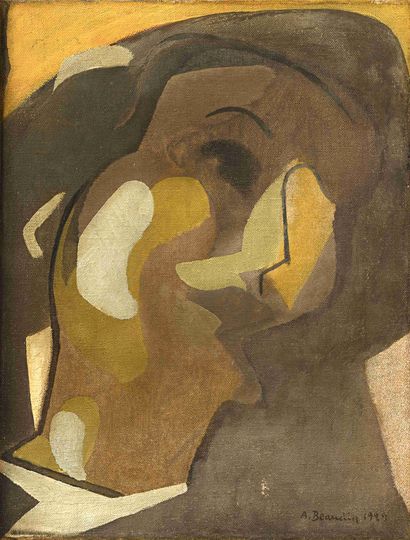 null André BEAUDIN (1895-1979) Visages, 1929 Huile sur toile. Signée en bas à droite....