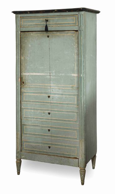 Low cupboard in pale green relacquered wood...
