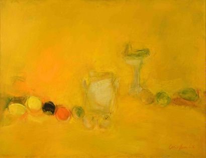 null Pierre HUMBERT (1929) Composition en jaune, 1970 Huile sur toile. Signée en...