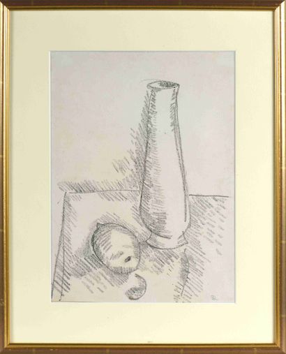 null Raoul DUFY (1877-1983) Nature morte aux vases et au citron Fusain sur papier...