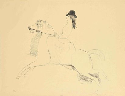 null Marie LAURENCIN (1883-1956) Christine ou l'Amazone Lithographie sur Japon, numérotée...