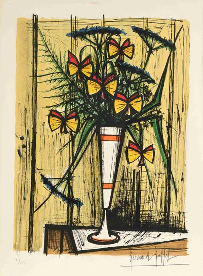 null Bernard BUFFET (1928-1999) Les fleurs papillons, 1970 Lithographie en couleurs...