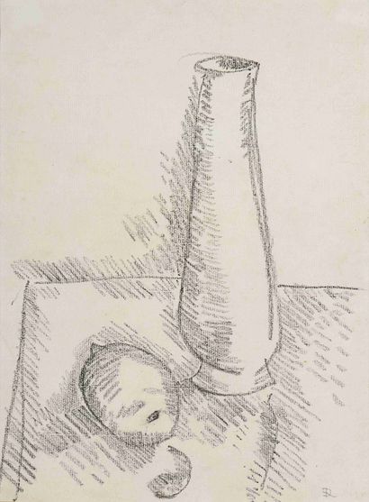 null Raoul DUFY (1877-1983) Nature morte aux vases et au citron Fusain sur papier...