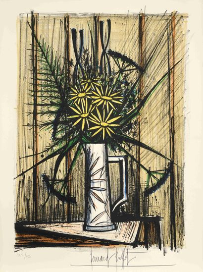 null Bernard BUFFET (1928-1999) Bouquet de Calendulas Lithographie en couleurs sur...