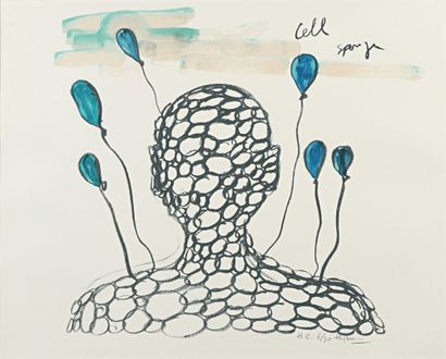 null Fabrice HYBER (Né en 1961)
Cell sponge, 2005
Sérigraphie en couleurs. 
Signée,...
