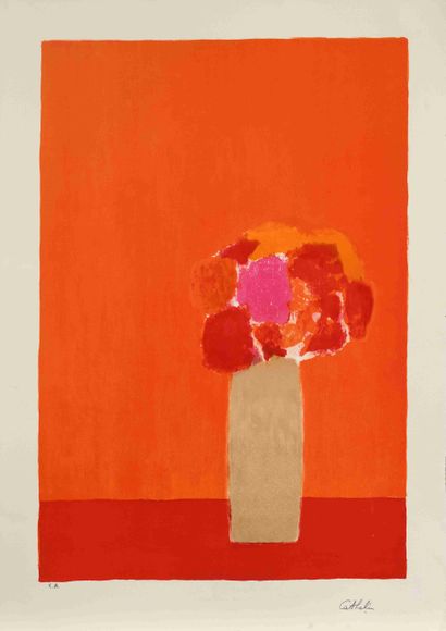 null Bernard CATHELIN (1919-2004) Bouquet de fleurs Lithographie en couleurs sur...