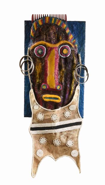 null Mickaël BETHE-SELASSIE (1951-2020) Masque, 2014 Sculpture en papier mâché polychrome...