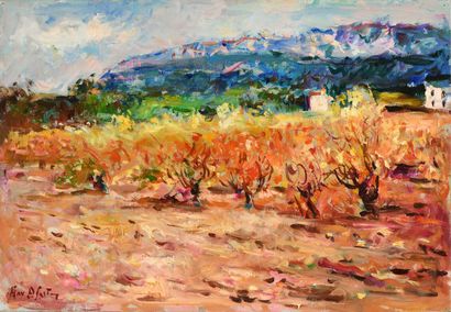 null Max AGOSTINI (1914-1997) The vines in autumn Oil on canvas. Signed lower left....