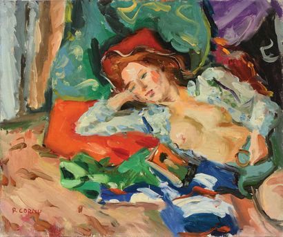 Pierre CORNU (1895-1996) Janet nude in bust,...