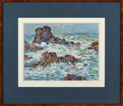 null Max AGOSTINI (1914-1997) Waves on the rocks Pastel signed lower left. 24 x 31...