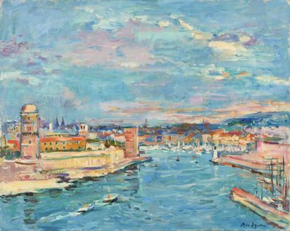 null Max AGOSTINI (1914-1997) Fort Saint-Jean at the entrance to the port of Marseille...