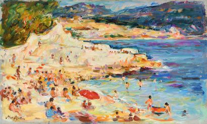 null Max AGOSTINI (1914-1997) Beach of rocks, Cassis Oil on canvas. Signed lower...
