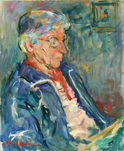 null Max AGOSTINI (1914-1997) Portrait de Pierre Martin-Caille, 1979 Huile sur toile....