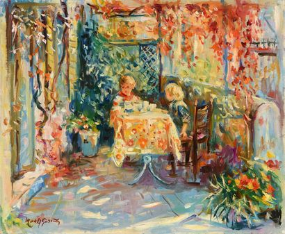 null Max AGOSTINI (1914-1997) The breakfast Oil on canvas. Signed lower left. 50...