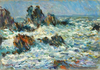 null Max AGOSTINI (1914-1997) Rough sea Oil on canvas Signed lower left 38 x 55 cm...