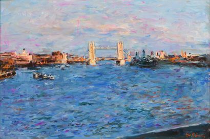 null Max AGOSTINI (1914-1997) London Bridge, 1994 Oil on canvas. Signed lower right....