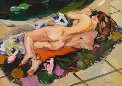 null Pierre CORNU (1895-1996) Nude near the pond Oil on canvas. Signed lower right...