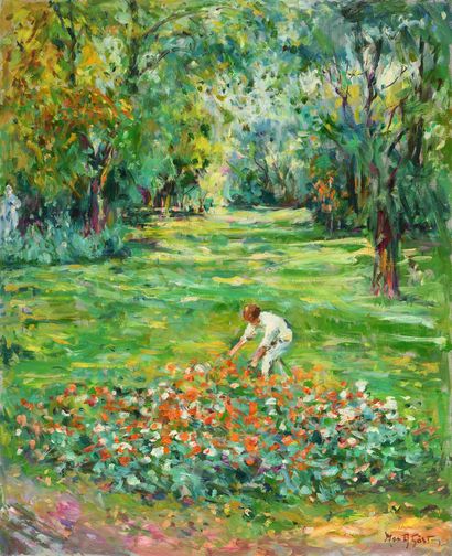 null Max AGOSTINI (1914-1997) The gardener of the Bagatelle garden Oil on canvas....
