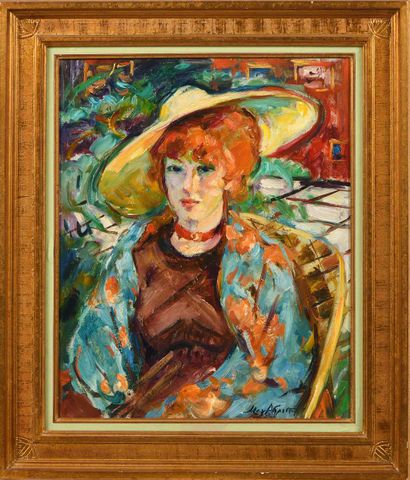 null Max AGOSTINI (1914-1997) Portrait de Janet Greenberg, 1971 Huile sur toile signée...