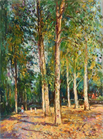 null Max AGOSTINI (1914-1997) Poplars at La Chaumerette, Gargilesse Oil on canvas....