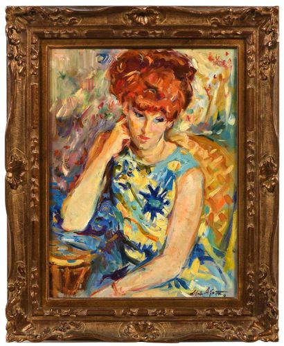 null Max AGOSTINI (1914-1997) Portrait of Janet Greenberg, 1971 Oil on canvas signed...