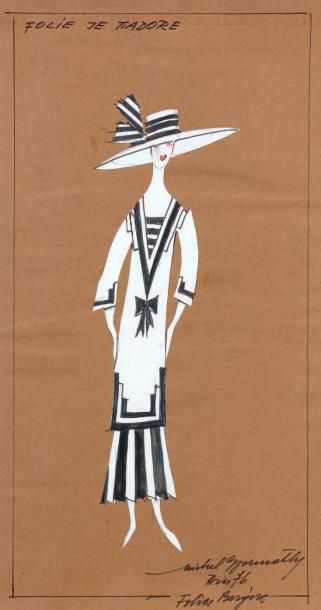 null Huit dessins de mode pour «Folie je t'adore» (1977) tableau «Deauville 24»,...