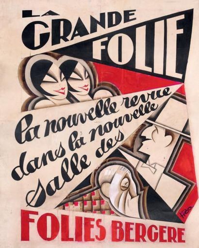 null MAQUETTE Par Pico, décorateur du nouveau Folies Bergère de 1925 Pour la Grande...