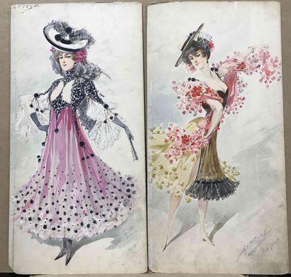 null Alfredo EDEL COLORNO (1856-1912) Costume de comédie Aquarelle signée en bas...
