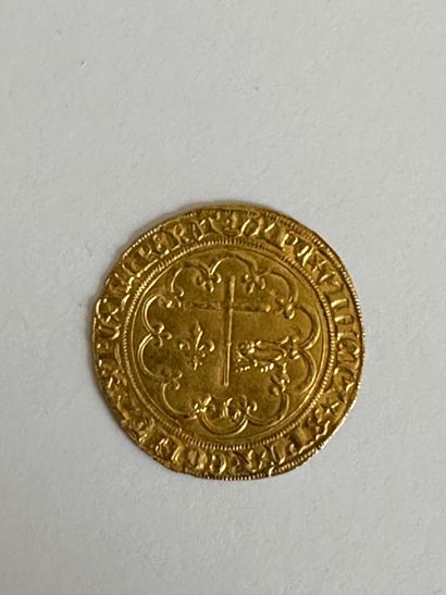 null 2 Henri VI ( 1422.1453) Gold salute. 3,51 g. Paris. D.443A. Traces on the edge...