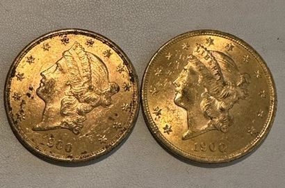 null 25 Deux pièces de 20 dollars or 1900.