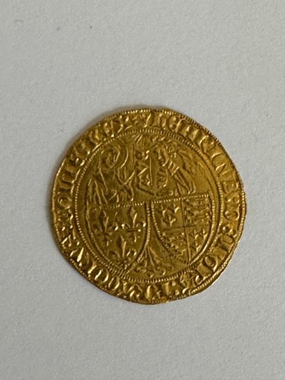 null 2 Henri VI ( 1422.1453) Gold salute. 3,51 g. Paris. D.443A. Traces on the edge...