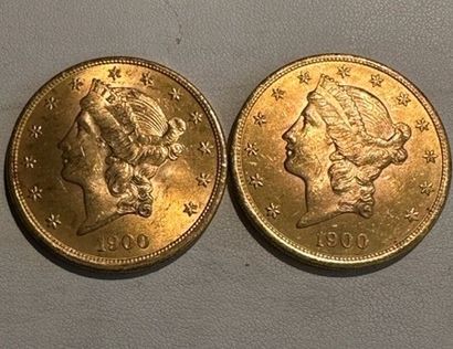 null 28 Deux pièces de 20 dollars or 1900.
