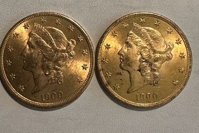 null 30 Two 20 dollars gold coins 1900.
