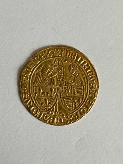 null 3 Henri VI (1328.1350). Salut d or. 3,49 g. Rouen. D 443A. Tranche irrégulière....