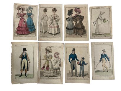null COSTUME PARISIEN XIXe siècle Huit gravures de mode entre 1813 et 1830 La planche :...