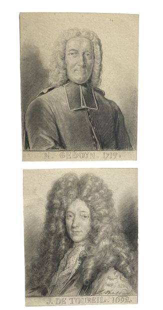 null Deux portraits, Jacques de Tourreil et Nicolas Gedoyn. Mine de plomb sur papier,...