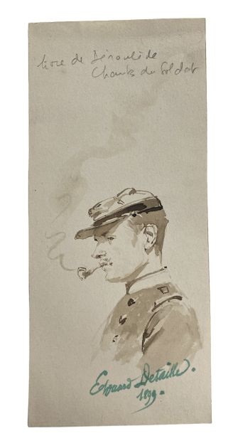 null Edouard DETAILLE (1948-1912) Le soldat, 1899 Lavis d encre sur papier. Signé...