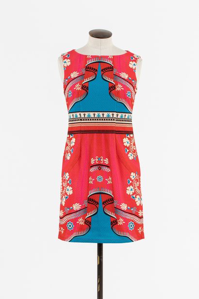 null ANNA SUI : Cotton and polyester embossed dress, pink background, trompe il effect...