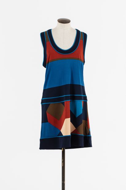 null MARC by MARC JACOBS : Dress "tennis" in viscose blue background with geometric...