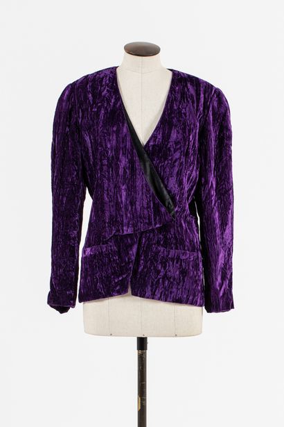 null KRIZIA : Jacket in purple velvet, long sleeves, without collar, closure crossed...