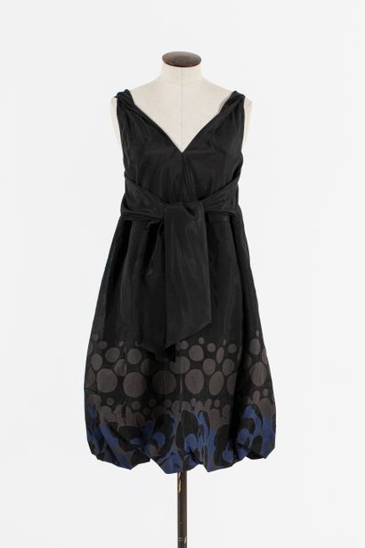 null MARNI: Mid-length ball dress in rayon and polyester v-neck, sleeveless, black...