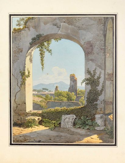 null Alexander BRULLOFF (1798-1877) Paysage d Italie Aquarelle sur papier, signée...