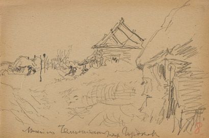 null Il ia Efimovich REPIN (1844-1930) Paysage de campagne en hiver Crayon sur papier,...