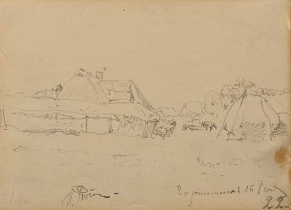 null He ia Efimovich REPIN (1844-1930) Isba, 1881 Pencil on paper, signed lower left,...