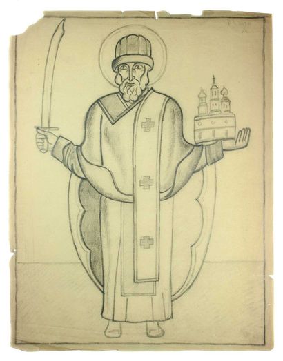 null Russian school of the 1920s. Sketch of an icon, 1920s Pencil on tracing paper....
