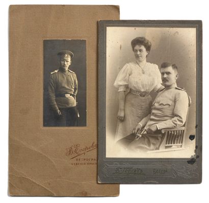 null Two photographic portraits of officers, Great War era.