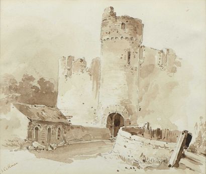 null Karl KOLLMANN (Collmann) (1788-1846) Ruins of a Castle, Mill Two ink washes...