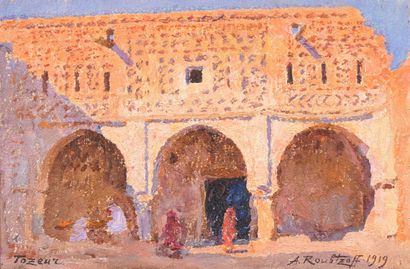  Alexandre ROUBTZOFF (1884-1949) Vue de Tozeur (Tunisie), 1919 Huile sur toile (sans... Gazette Drouot