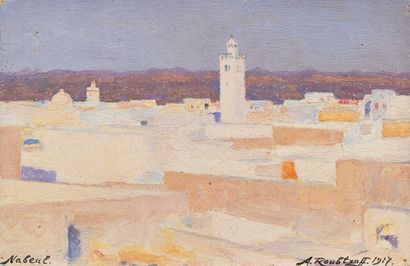  Alexandre ROUBTZOFF (1884-1949) Vue de Nabeul (Tunisie), 1917 Huile sur toile (sans... Gazette Drouot